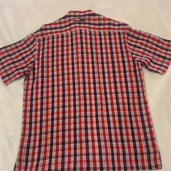 Tommy Hilfiger Men's Button Down Short Sleeve Polo Shirt Red White Blue Size M - Picture 7 of 10